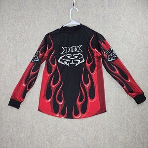 MTX Motocross Mens Long Sleeve Jersey Black & Red Flame Graphics Polyester S